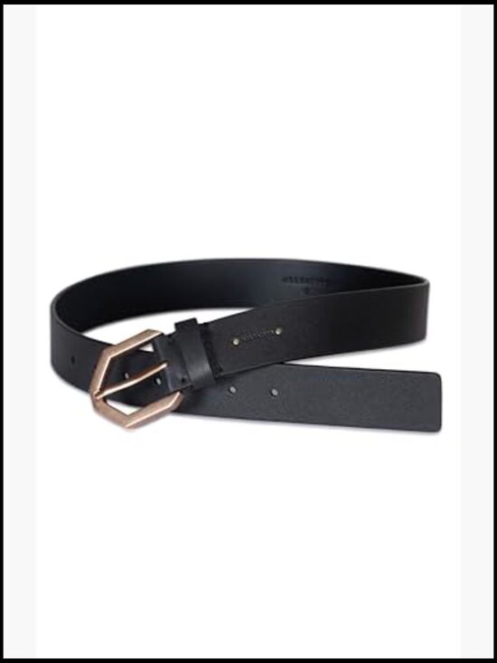 Women\'s 1.5 Inch Leather Belt with Hexagon Buckle, Adjustable Sizing main image 4